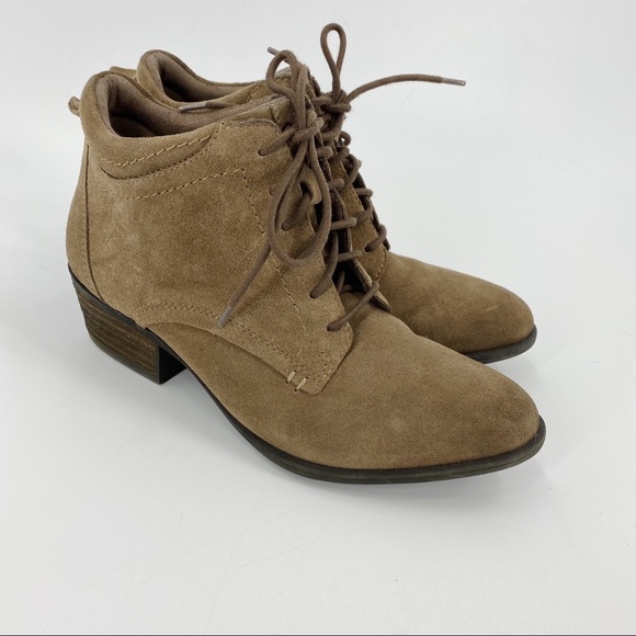 Earth suede lace up ankle boots tan